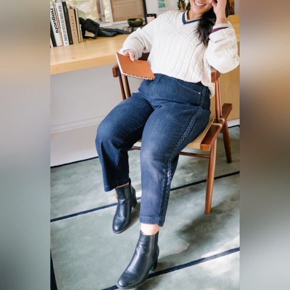 Judy Blue HR Dark Wash Straight Cropped Jeans Braided Side Seams Various NEW - Picture 9 of 16